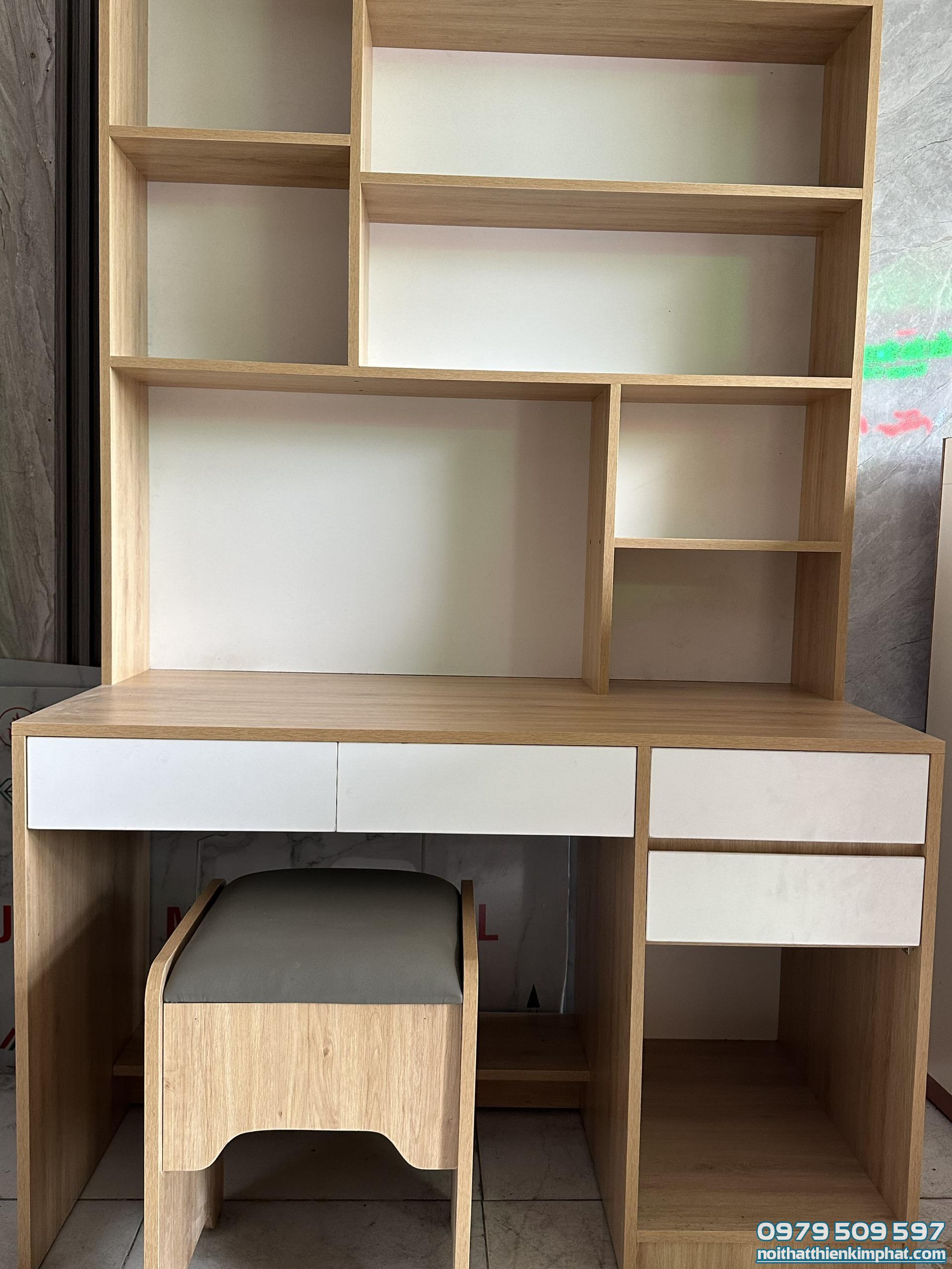 Bàn học sinh kết hợp kệ sách MDF phủ melamin 1200x2000x600 kèm ghế