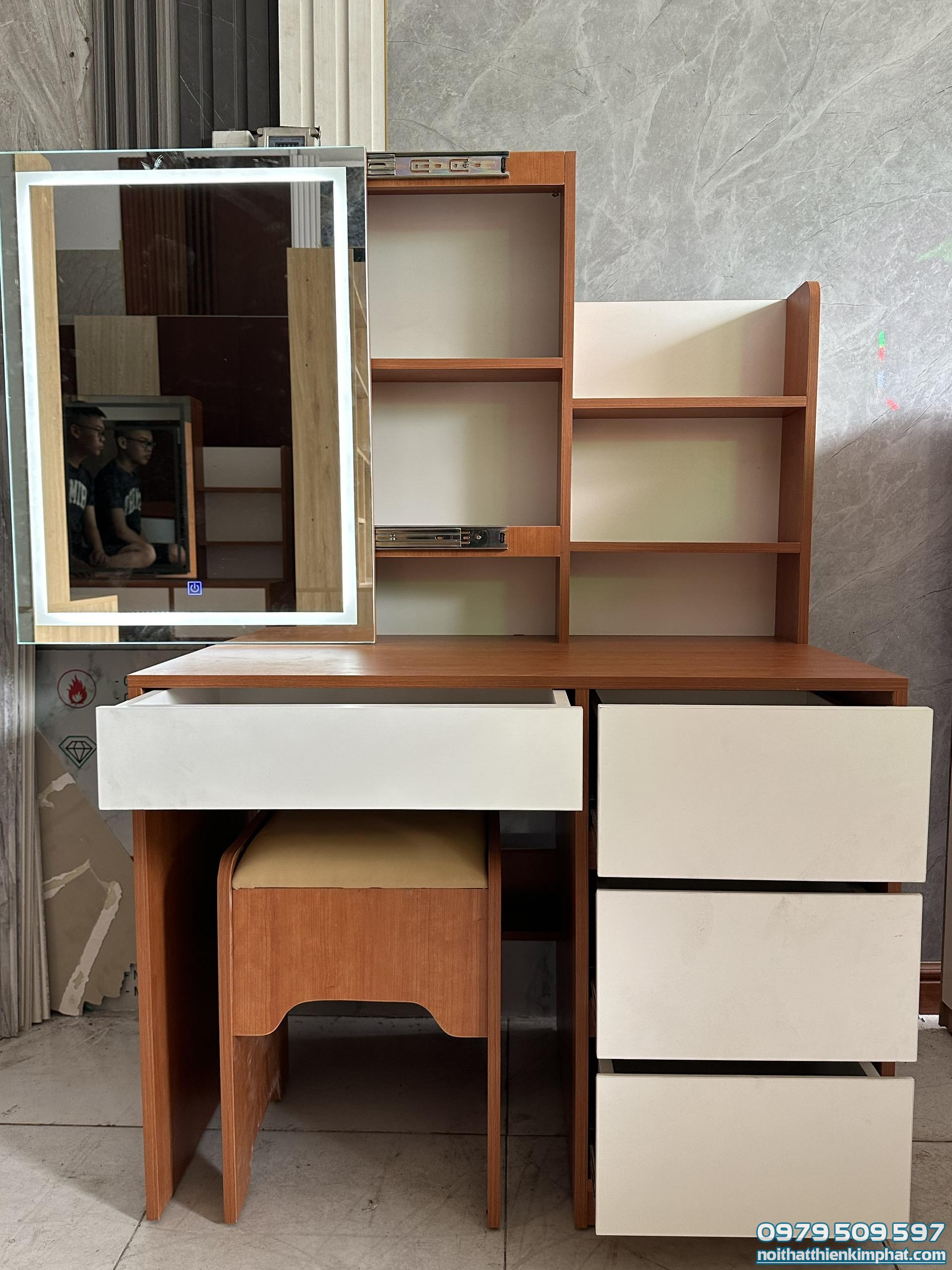 Bàn trang điểm MDF phủ melamin 1200x1550x600 kèm ghế và gương cao cấp - Ảnh 2