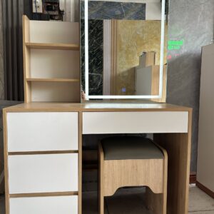 Bàn trang điểm MDF phủ melamin 1200x1550x600 kèm ghế và gương cao cấp